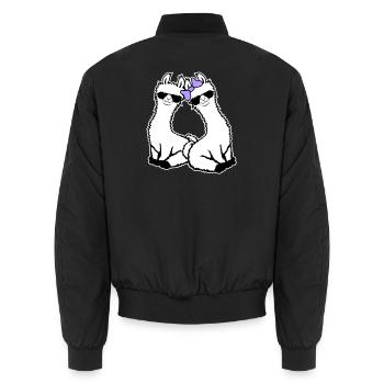 2 Llamas Couple In Love Cool Sunglasses Sitting - Unisex Bomber Jacket - black - Back - AI Model Male 185 light (185cm)