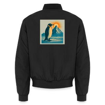 Pinguin im Sonnenaufgang am Bergmeer - Unisex Bomberjacke - Schwarz - Hinten - AI Model Male 185 light (185cm)