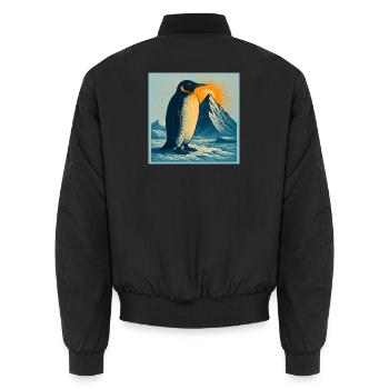 Pingouin de plage polaire au lever du soleil - Bomber unisexe - noir - Dos - AI Model Male 185 light (185cm)