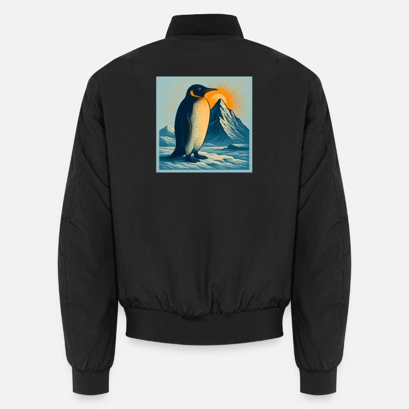 Polar beach penguin at sunrise - Unisex Bomber Jacket - black