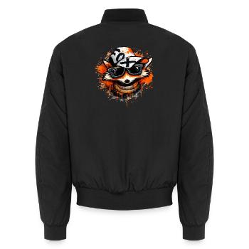 Cool fox with cap and sunglasses - Unisex Bomber Jacket - black - Back - AI Model Male 185 light (185cm)