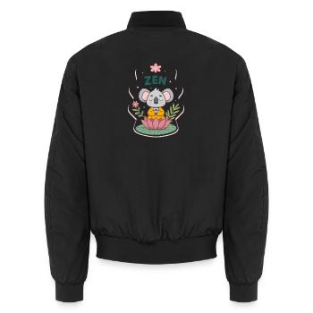 Zen Koala on Lotus - Unisex Bomber Jacket - black - Back - AI Model Male 185 light (185cm)