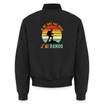 Retro Hike: I'm not available - Unisex Bomber Jacket - black - Back - AI Model Male 185 light (185cm)