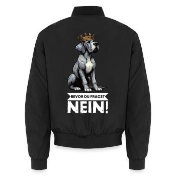 Avant que vous ne demandiez à la propriétaire de Dogue Allemand - Bomber unisexe - noir - Dos - AI Model Male 185 light (185cm)