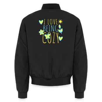 I Love Being Cozy Gemütlichkeit Zuhause Entspannt - Unisex Bomber Jacket - black - Back - AI Model Male 185 light (185cm)