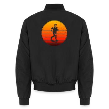 Iconic running motif - Unisex Bomber Jacket - black - Back - AI Model Male 185 light (185cm)