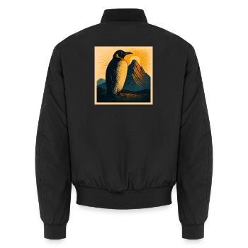 Manchot du soleil sur le panorama montagneux - Bomber unisexe - noir - Dos - AI Model Male 185 light (185cm)