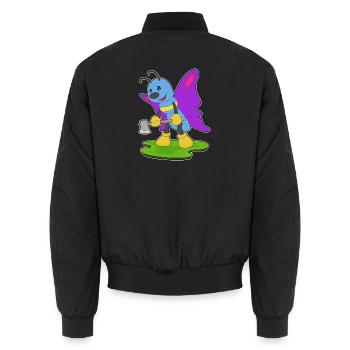Butterfly Lumberjack Axe Forest - Unisex Bomber Jacket - black - Back - AI Model Male 185 light (185cm)