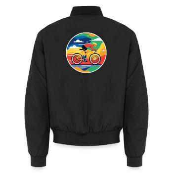 Image circulaire colorée de cycliste - Bomber unisexe - noir - Dos - AI Model Male 185 light (185cm)