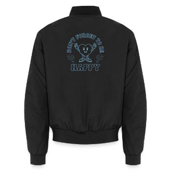Don't Forget to Be Happy – Vintage Heart Design - Unisex Bomber Jacket - black - Back - AI Model Male 185 light (185cm)