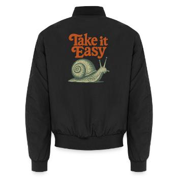 Take It Easy Snail Retro - Unisex Bomber Jacket - black - Back - AI Model Male 185 light (185cm)