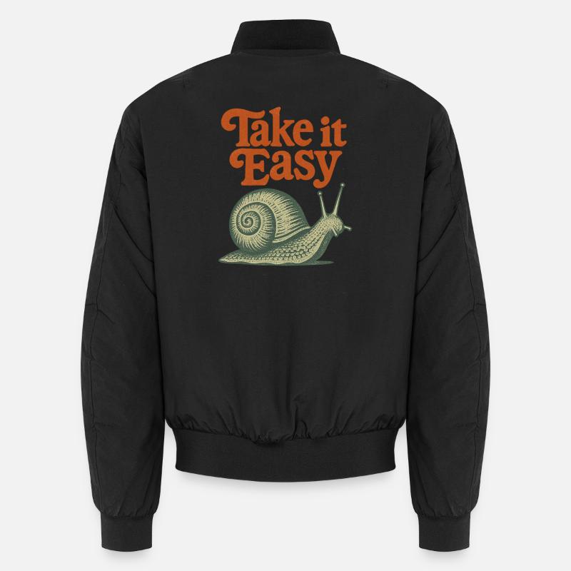 Take It Easy Snail Retro Unisex Bomber Jacket