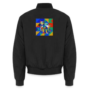 Geometrische Katzenmosaik - Unisex Bomberjacke - Schwarz - Hinten - AI Model Male 185 light (185cm)