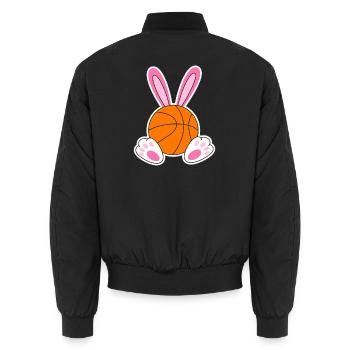 Easter Basketball Bunny Design - Unisex Bomber Jacket - black - Back - AI Model Male 185 light (185cm)