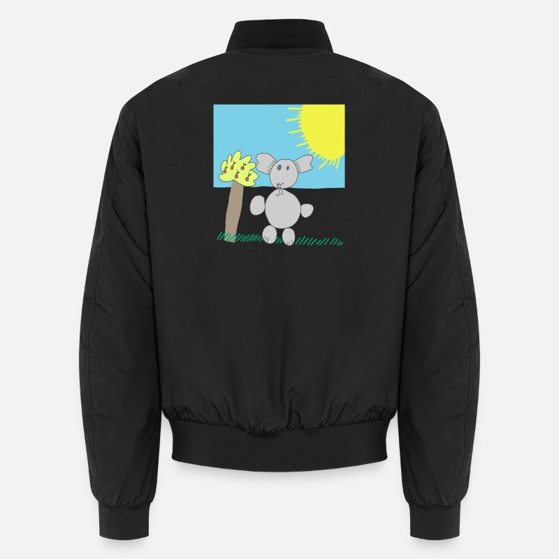 Verspielter Elefant unter einer hellen Sonne - Unisex Bomberjacke - Schwarz