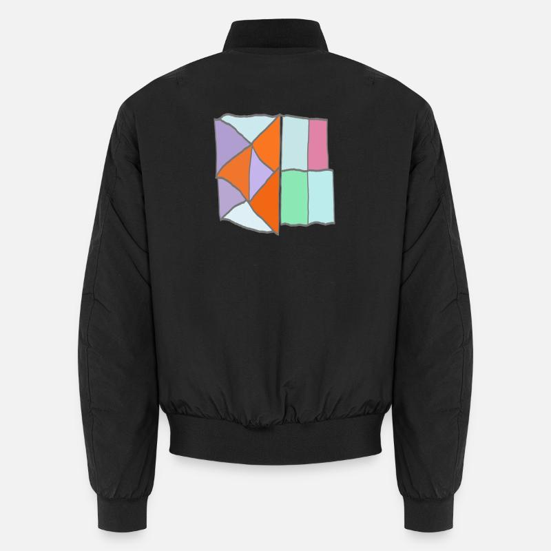 Geometrisches Patchwork-Mosaik - Unisex Bomberjacke - Schwarz