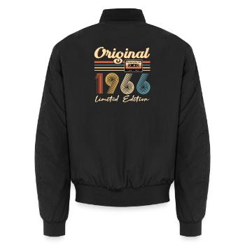 60e anniversaire, 60 ans, Original 1966 - Bomber unisexe - noir - Dos - AI Model Male 185 light (185cm)