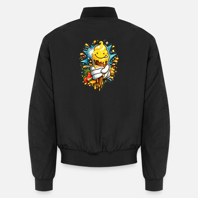 Fröhliche Schmelzende Eiscreme Illustration  - Unisex Bomber Jacket - black