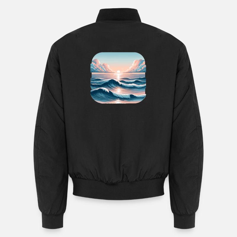 Sunset waves at the ocean - Unisex Bomber Jacket - black