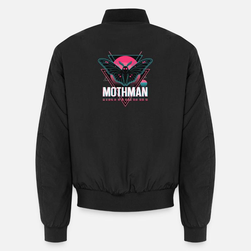  Mothman Retro Synthwave Kryptid Urban Legend 80er Unisex Bomberjacke