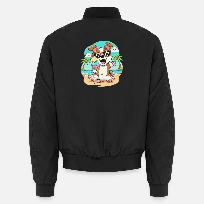 Strandhund mit Eis und Sonnenbrille Unisex Bomberjacke