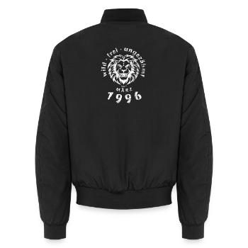 30th Birthday Wild, free & untamed since 03/1996 - Unisex Bomber Jacket - black - Back - AI Model Male 185 light (185cm)