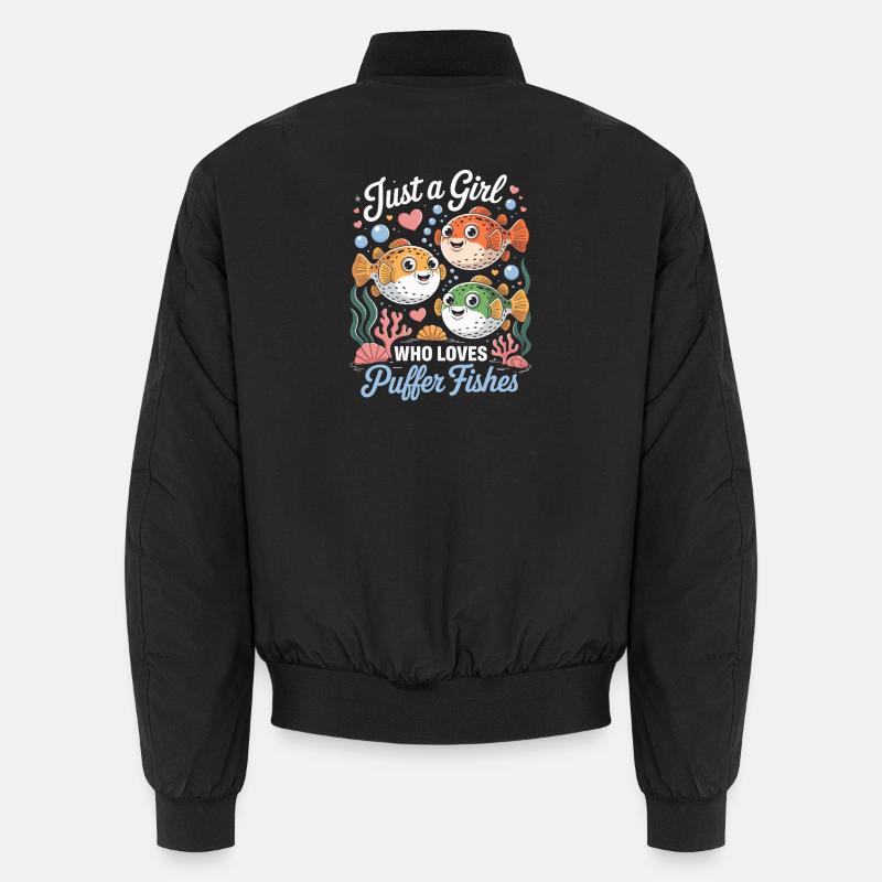 Pufferfische Mädchen Motiv - Unisex Bomberjacke - Schwarz