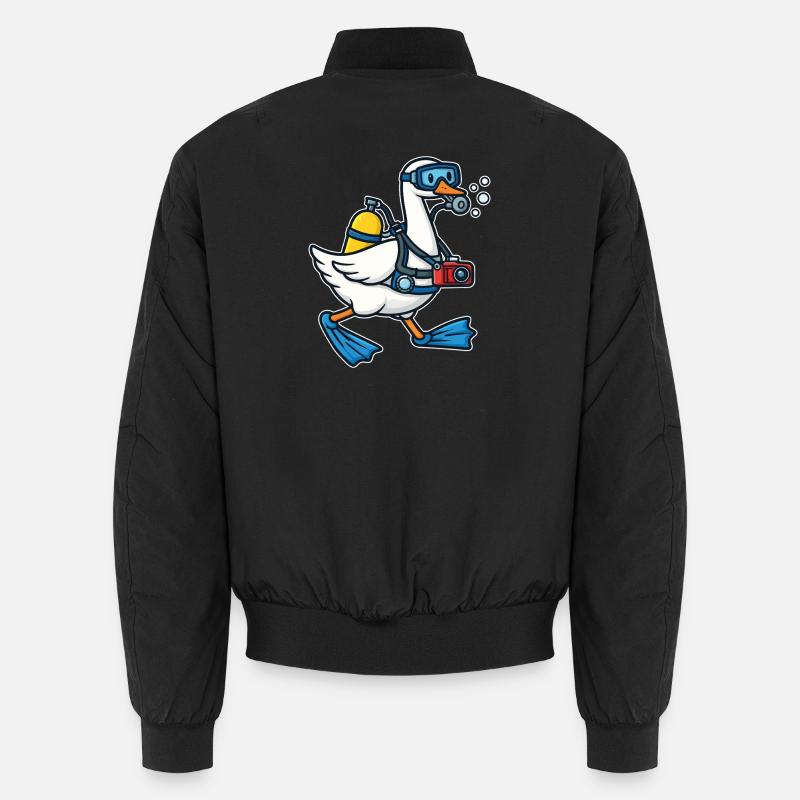 Diver Duck with Camera - Unisex Bomber Jacket - black