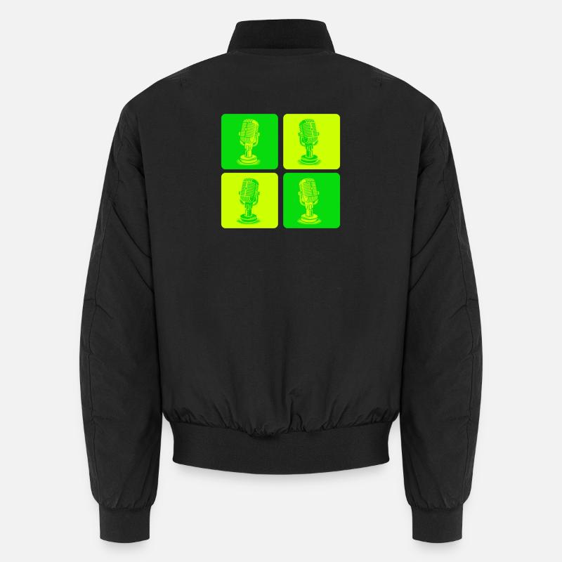 Microphone Pop Art Green Bomber unisexe