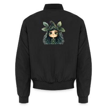 Reine des feuilles, créature de la forêt, fée des forêts - Bomber unisexe - noir - Dos - AI Model Male 185 light (185cm)