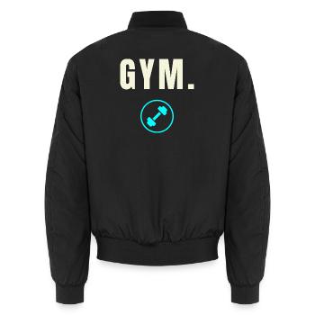 GYM. Success Edition - Minimalistisches Design - Unisex Bomberjacke - Schwarz - Hinten - AI Model Male 185 light (185cm)