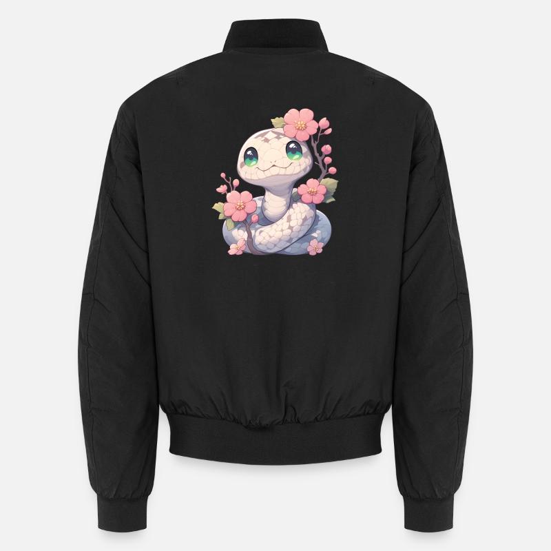 Kawaii White Snake Sakura - Année du Serpent Bomber unisexe