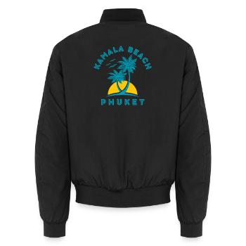 Kamala Beach Phuket Sunset Palm - Unisex Bomber Jacket - black - Back - AI Model Male 185 light (185cm)