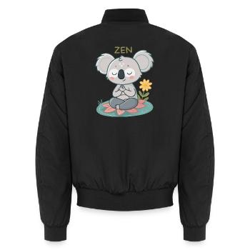 Zen-Koala auf Lotus - Unisex Bomberjacke - Schwarz - Hinten - AI Model Male 185 light (185cm)