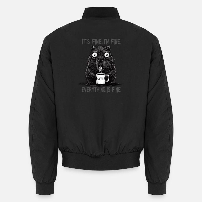 Its Fine Im Fine Coffee Capybara Humor Unisex Bomber Jacket
