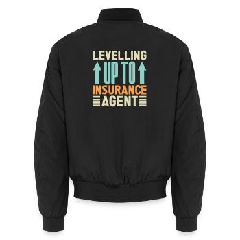 Insurance Agent Levelling Up To Funny Insurance - Unisex Bomberjacke - Schwarz - Hinten - AI Model Male 185 light (185cm)
