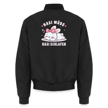 Niedliches Schlafshirt Hasi Müde Hasi Schlafen - Unisex Bomberjacke - Schwarz - Hinten - AI Model Male 185 light (185cm)