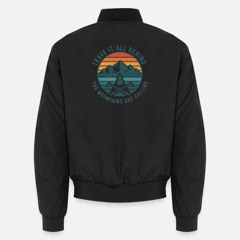 Mountains Are Calling Patch - Unisex Bomber Jacket - black