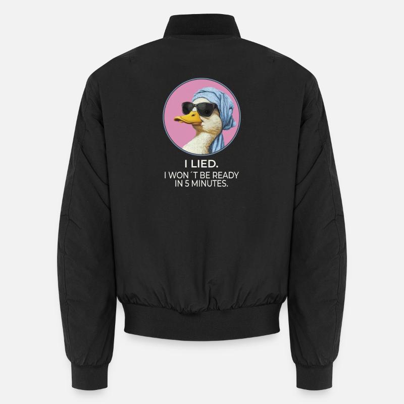 I Lied Duck – Lustiges Statement Design - Unisex Bomberjacke - Schwarz