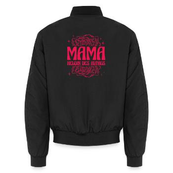 Mama Heldin des Alltags Retro Blumen Design - Unisex Bomberjacke - Schwarz - Hinten - AI Model Male 185 light (185cm)
