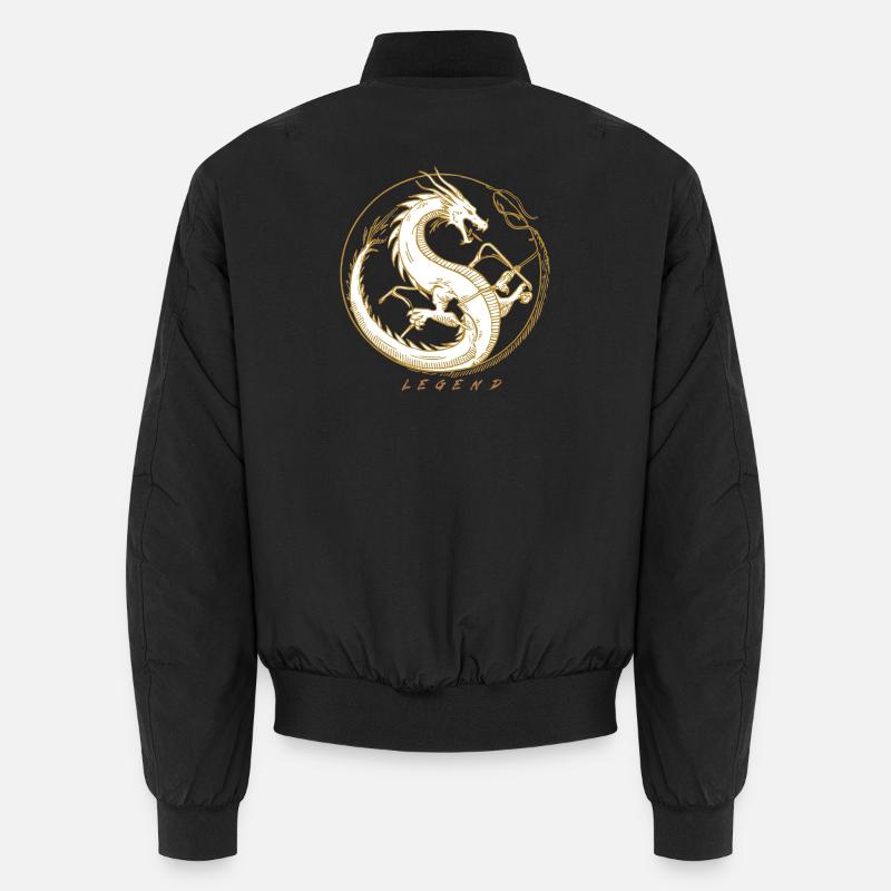 Goldener Drachen-Legendenkreis - Unisex Bomberjacke - Schwarz