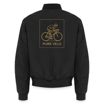 Pure Velo Gold Line Radfahrer - Unisex Bomberjacke - Schwarz - Hinten - AI Model Male 185 light (185cm)