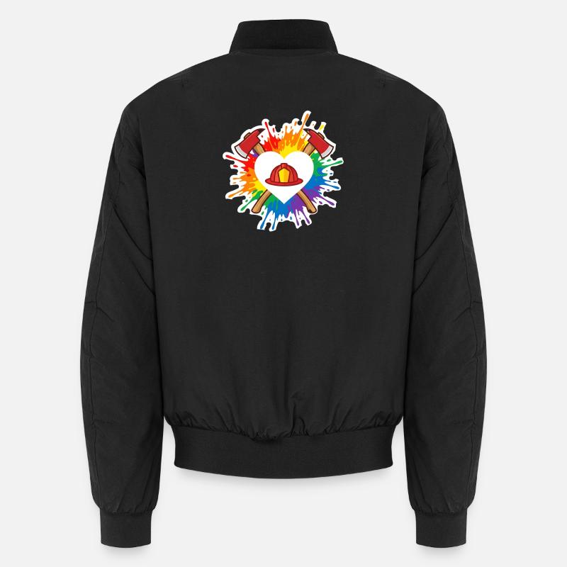 Feuerwehr Pride Herz Helm Regenbogen Axt - Unisex Bomberjacke - Schwarz
