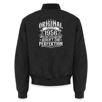 Original 1956 Jahrgang Vintage Geburtstag Geschenk - Unisex Bomberjacke - Schwarz - Hinten - AI Model Male 185 light (185cm)