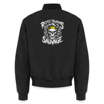 Restez Sauvage Toujours Skull - Unisex Bomber Jacket - black - Back - AI Model Male 185 light (185cm)