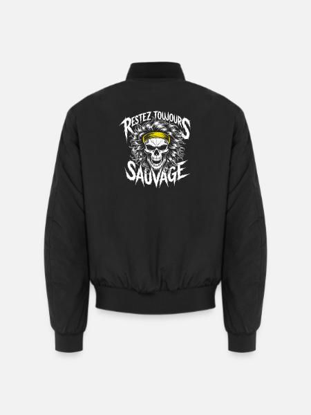 Restez Sauvage Toujours Skull - Unisex Bomber Jacket - black