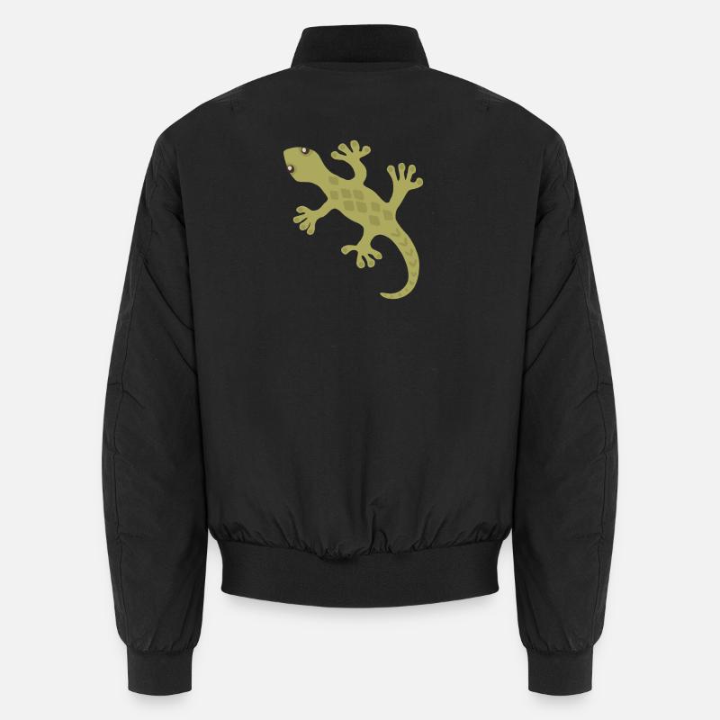 Lime Gecko Silhouette Muster - Unisex Bomberjacke - Schwarz