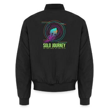 Solo Journey Neon-Radfahrer - Unisex Bomberjacke - Schwarz - Hinten - AI Model Male 185 light (185cm)
