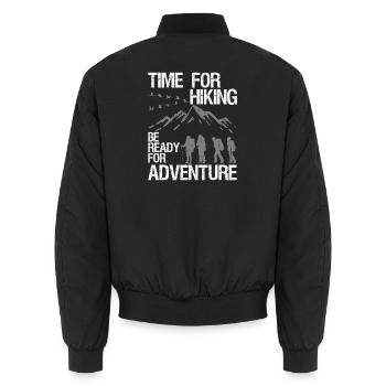 Hiking Hike Be Ready For Adventure Vintage - Unisex Bomber Jacket - black - Back - AI Model Male 185 light (185cm)
