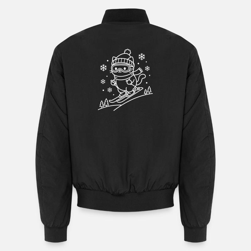 Skiing Kawaii Cat Unisex Bomber Jacket